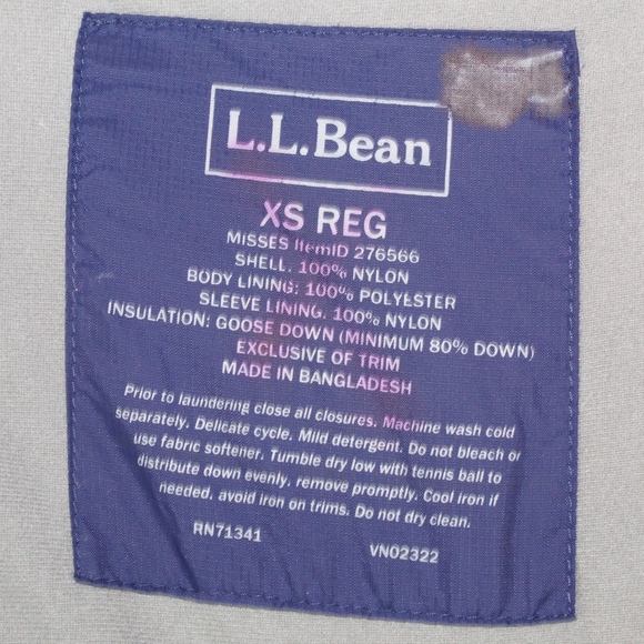 LL Bean Down Quilted Puffer Winter Coat Jacket XS - Picture 7 of 8